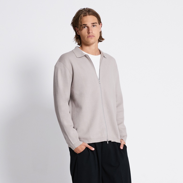 Zip Knit Cardigan "Reed" Beige